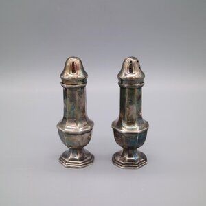 Vintage Silver Plated Salt and Pepper Shaker Coronet Plated Lead 4 1/4"